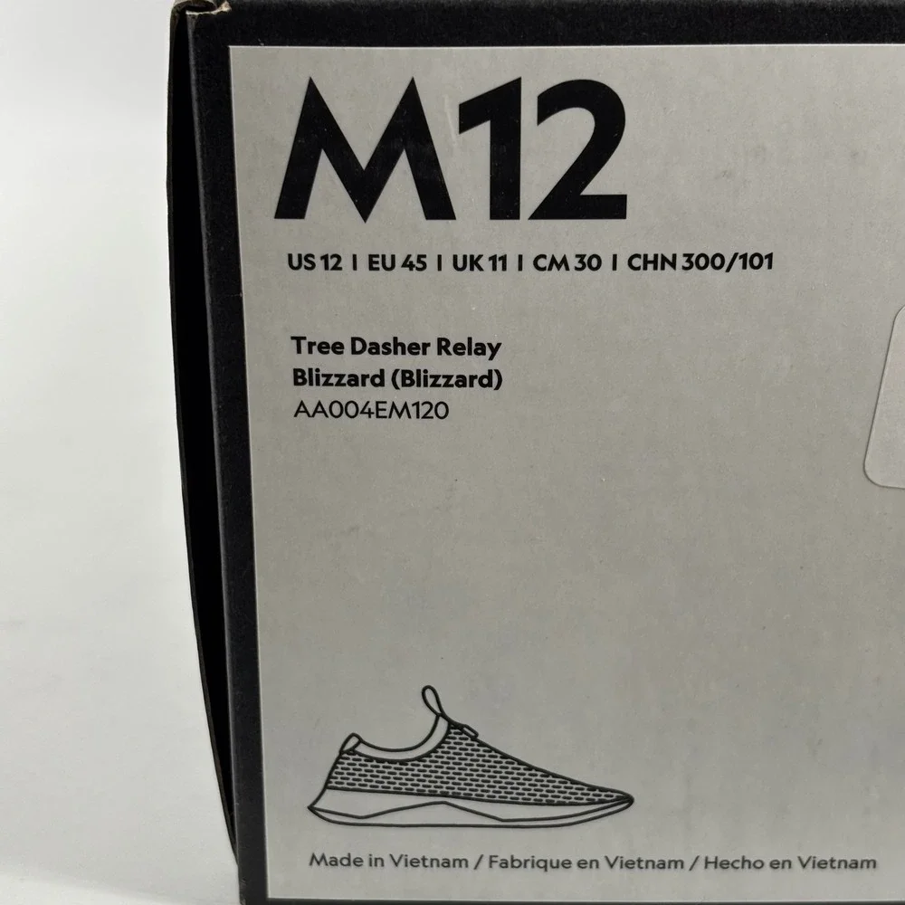 Allbirds Tree Dasher Relay Mens 12 Blizzard White Slip On Running Shoes New